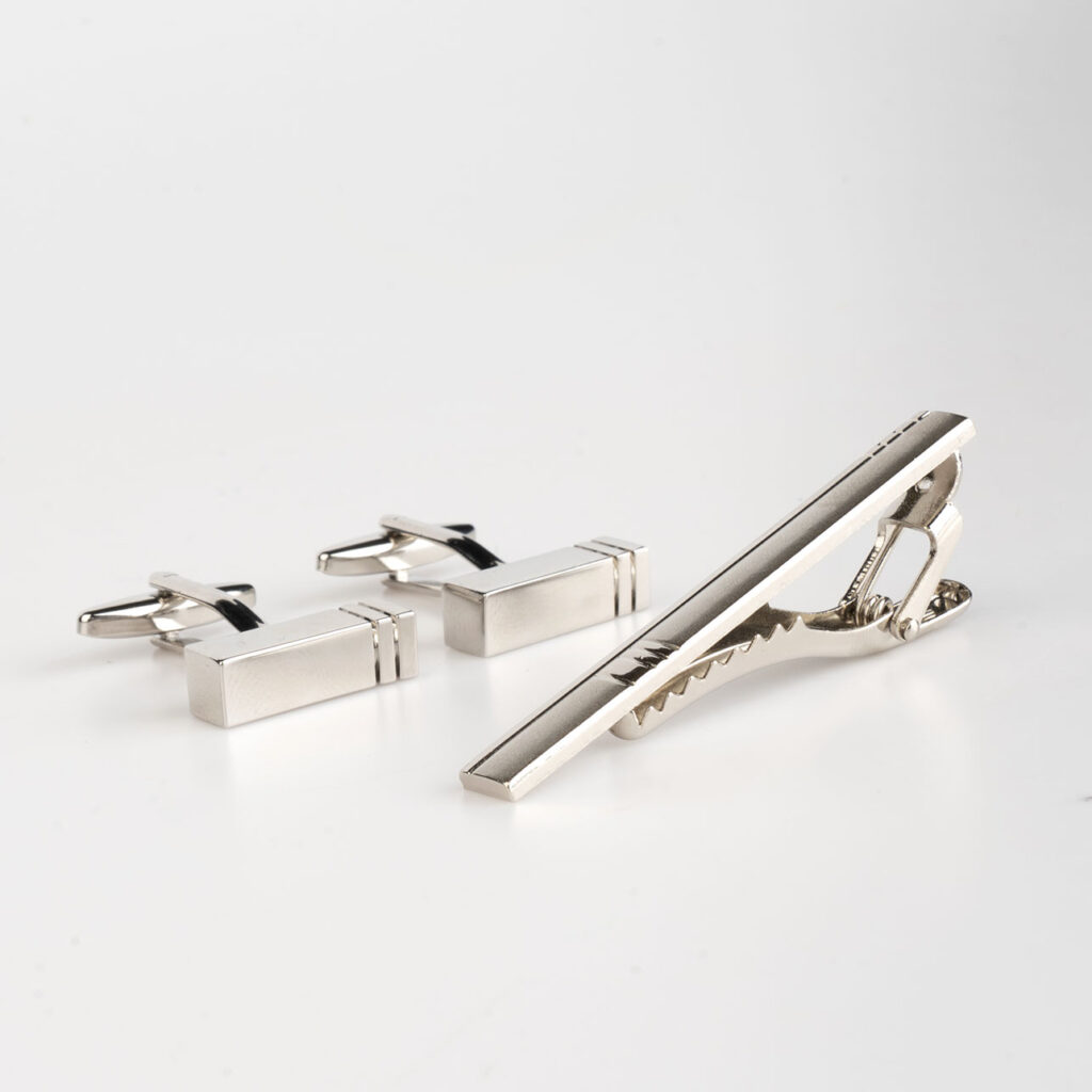 Exclusive Silver Stellar Cufflinks and Tie Clip from Orions Accessories